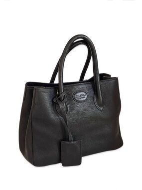 Suarez New York Italian Black Leather Satchel Bag 3 Compartments Made in Italy